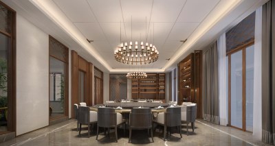 现代餐饮包厢3D模型下载